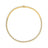 Yellow gold necklace with front facing pave diamond links on a white background