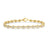 Yellow gold bracelet with pave diamond links on a white background