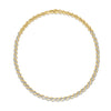 Yellow and white gold collar necklace with diamond accents on a white background