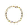 Yellow and white gold bracelet with diamond accents on a white background