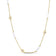Yellow gold necklace with alternating white enamel bar and diamond bezel stations on a white background