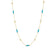 Gold chain necklace with alternating turquoise enamel bars and bezel-set round diamonds throughout.
