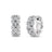 Silver hoop earrings with pavé diamond clusters covering the surface, shown from front and side views.
