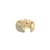 Roberto Coin Cobra Narrow Hoop Earrings in 18K Yellow Gold – Pavé Diamond (angled view)