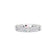 Silver band ring with pavé diamonds and polished flower motifs spaced across the surface.