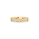 Gold band ring with small polished flower motifs alternating with pavé diamond sections.