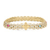 Roberto Coin Cobra Mixed Gemstones Bracelet in 18K Yellow Gold, Classic width (side view)