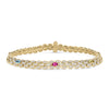 Roberto Coin Cobra Mixed Gemstones Bracelet in 18K Yellow Gold, Narrow width (front view)