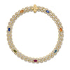 Roberto Coin Cobra Mixed Gemstones Bracelet in 18K Yellow Gold, Narrow width (top view)