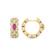 Roberto Coin Cobra Hoop Earrings in 18K Yellow Gold – Pavé Diamond, Rubellite (side view)