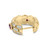 Roberto Coin Cobra Hoop Earrings in 18K Yellow Gold – Pavé Diamond, Rubellite (angled view)