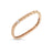 A rose gold 18K POIS MOI DIAMOND ACCENT SQUARE BANGLE by Roberto Coin, featuring evenly spaced round screw-like studs and a diamond-accented section, displayed on a white background.