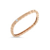 A rose gold 18K POIS MOI DIAMOND ACCENT SQUARE BANGLE by Roberto Coin, featuring evenly spaced round screw-like studs and a diamond-accented section, displayed on a white background.