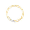 DESIGNER GOLD AND DIAMOND RECTANGULAR PAPERCLIP LINK BRACELET