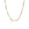 DESIGNER GOLD ALTERNATING LINK AND DIAMOND ACCENT CHAIN NECKLACE