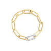 DESIGNER GOLD DIAMOND AND PAPERCLIP LINK BRACELET