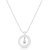 The CLASSIC DIAMOND BABY O NECKLACE by Roberto Coin is a silver beaded chain necklace with a circular pendant featuring two vertically set diamonds—ideal for those who appreciate elegant jewelry.