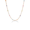The DIAMONDS BY THE INCH long necklace by Roberto Coin features emerald and diamond cut stones in blue, pink, green, yellow, and orange set in 18K rose gold along a fine chain for an elegant look.