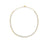 Yellow gold diamond necklace with chain link ends on a white background