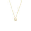 The TINY TREASURES DIAMOND LOVE LETTER NECKLACE by Roberto Coin is an 18K gold piece with a sparkling diamond pendant, showcased against a plain white background.