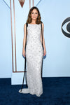 Rose Byrne wearing Roberto Coin Classic Diamond Hoop Earrings and Diamond Rings on the red carpet at the Tony Awards