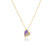 The AMORINO DIAMOND AND ENAMEL HEART NECKLACE by Roberto Coin features a heart-shaped pendant in 18K yellow gold, adorned with purple enamel and sparkling crystals, creating an elegant shine against a plain white background.