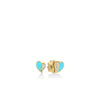 AMORINO DIAMOND AND CYAN ENAMEL HEART STUD EARRINGS