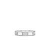 The ART DECO MOSAIC ALTERNATING DIAMOND RING by Roberto Coin features a silver band with rope-textured edges, rectangular accents, and a central section set with sparkling diamonds, shown against a plain white background.