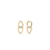 Pair of gold chain link earrings with diamond accents on the connecting link detail.