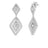 The Roberto Coin DIAMANTE DIAMOND DANGLE EARRINGS feature a double rhombus design with layered geometric shapes and sparkling diamonds set in white metal, offering a modern, elegant style.