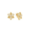 VERNAZZA ALTERNATING PAVE DIAMOND AND SATIN FINISH FLOWER STUD EARRINGS
