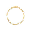 DESIGNER GOLD ALTERNATING POLISHED AND FLUTED PAPERCLIP LINK BRACELET