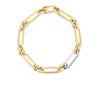 18K YELLOW/WHITE DESIGNER GOLD MIXED AND DIAMOND LINK BRACELET