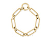 DESIGNER GOLD ALTERNATING FLUTED PAPERCLIP AND OVAL LINK BRACELET