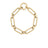 DESIGNER GOLD ALTERNATING FLUTED PAPERCLIP AND OVAL LINK BRACELET