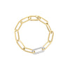 DESIGNER GOLD DIAMOND AND PAPERCLIP LINK MENS BRACELET