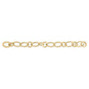 The Roberto Coin DESIGNER GOLD ALTERNATING ROUND AND OVAL LINK CHAIN BRACELET in 18K yellow gold features interlocking links, making it a striking modern jewelry piece. Shown against a white background.