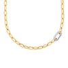 DESIGNER GOLD SINGLE LARGE DIAMOND LINK PAPERCLIP NECKLACE