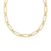 DESIGNER GOLD ALTERNATING FLUTED PAPERCLIP AND OVAL LINK NECKLACE