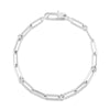 White gold paperclip chain bracelet on a white background