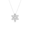 The DOLCETTO DIAMOND STAR NECKLACE by Roberto Coin features a star-shaped pendant with intricate petal designs and sparkling stones, beautifully displayed on a white background.
