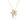 The Roberto Coin JASMINE PAVE DIAMOND FLOWER NECKLACE features a five-petal flower pendant encrusted with pavé diamonds on an 18K yellow gold chain, displayed against a white background.