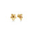 JASMINE GEMSTONE FLOWER STUD EARRINGS by Roberto Coin feature 18K yellow gold flower designs with textured petals and a central red gemstone, shown against a white background.