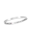 The LOVE IN VERONA NARROW WIDTH BANGLE by Roberto Coin features an engraved floral pattern and a small pink gem inside, shown against a white background, radiating timeless sophistication.