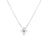 The LOVE IN VERONA SMALL FLOWER DIAMOND NECKLACE by Roberto Coin features a delicate silver chain and a small pendant adorned with five sparkling diamonds in a floral design, shown against a plain white background.
