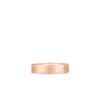 A Roberto Coin LOVE IN VERONA ETCHED FLOWERS NARROW RING in rose gold, featuring engraved floral patterns spaced around the band, is displayed on a plain white background.