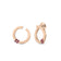 The LOVE IN VERONA RUBY CIRCLE EARRINGS by Roberto Coin are 18K rose gold hoops, each adorned with three petite pink gemstones for a touch of elegance.