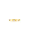 The LOVE IN VERONA NARROW DIAMOND ACCENT RING by Roberto Coin, crafted in 18K gold with diamond flower motifs and delicate accents, is shown against a plain white background.