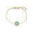 The VENETIAN MEDALLIONS SMALL CHARM BRACELET by Roberto Coin features a delicate gold chain, a round turquoise center, sparkling diamonds, adjustable clasp, and fine detailing—an exquisite example of Italian craftsmanship.