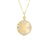 The VENETIAN MEDALLIONS LARGE PENDANT NECKLACE by Roberto Coin features a gold round pendant with intricate floral designs, sparkling white gemstones, and finely detailed edges on a delicate chain, inspired by Venetian Medallions.